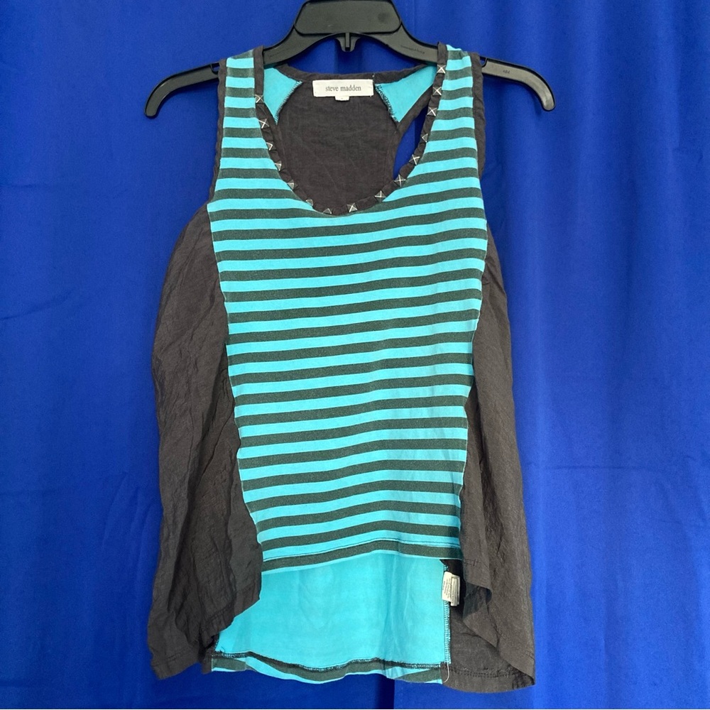 Blue & Gray Striped Studded Tank Top 💙🩶